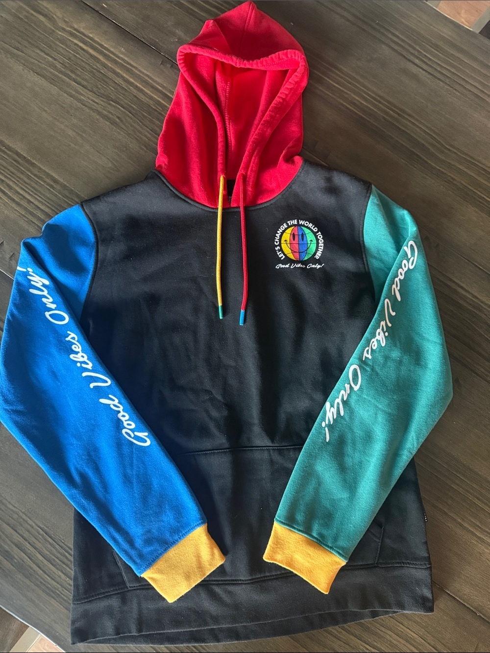 Brooklyn Cloth - Good Vibes Only Colorblock Hoodie - Size L